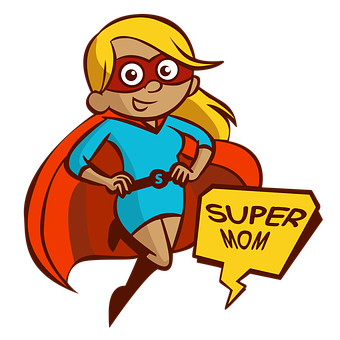 Super Mom Cartoon Hero PNG with transparent background
