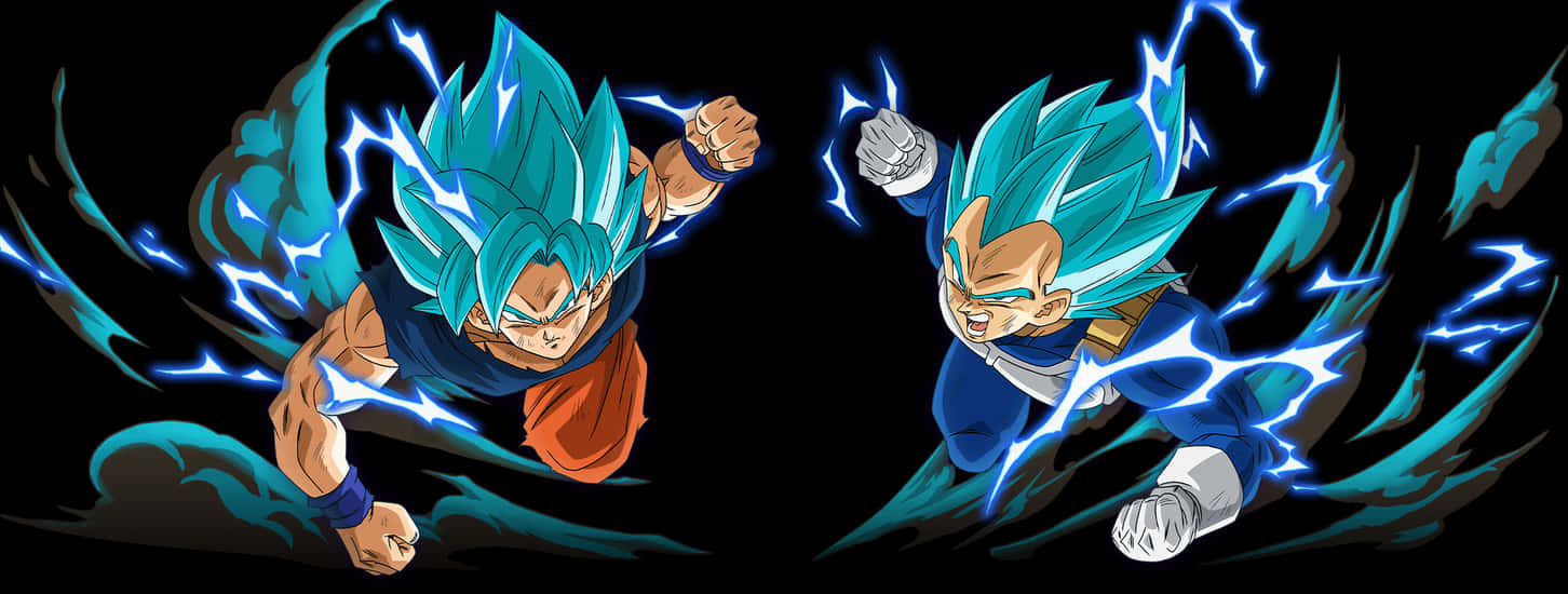 Super Saiyan Blue Gokuand Vegeta Charging PNG with transparent background