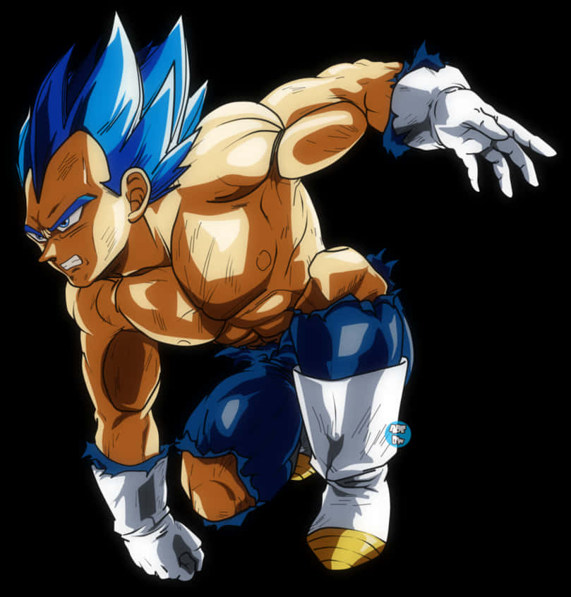 Super_ Saiyan_ Blue_ Vegeta_ Action_ Pose PNG with transparent background