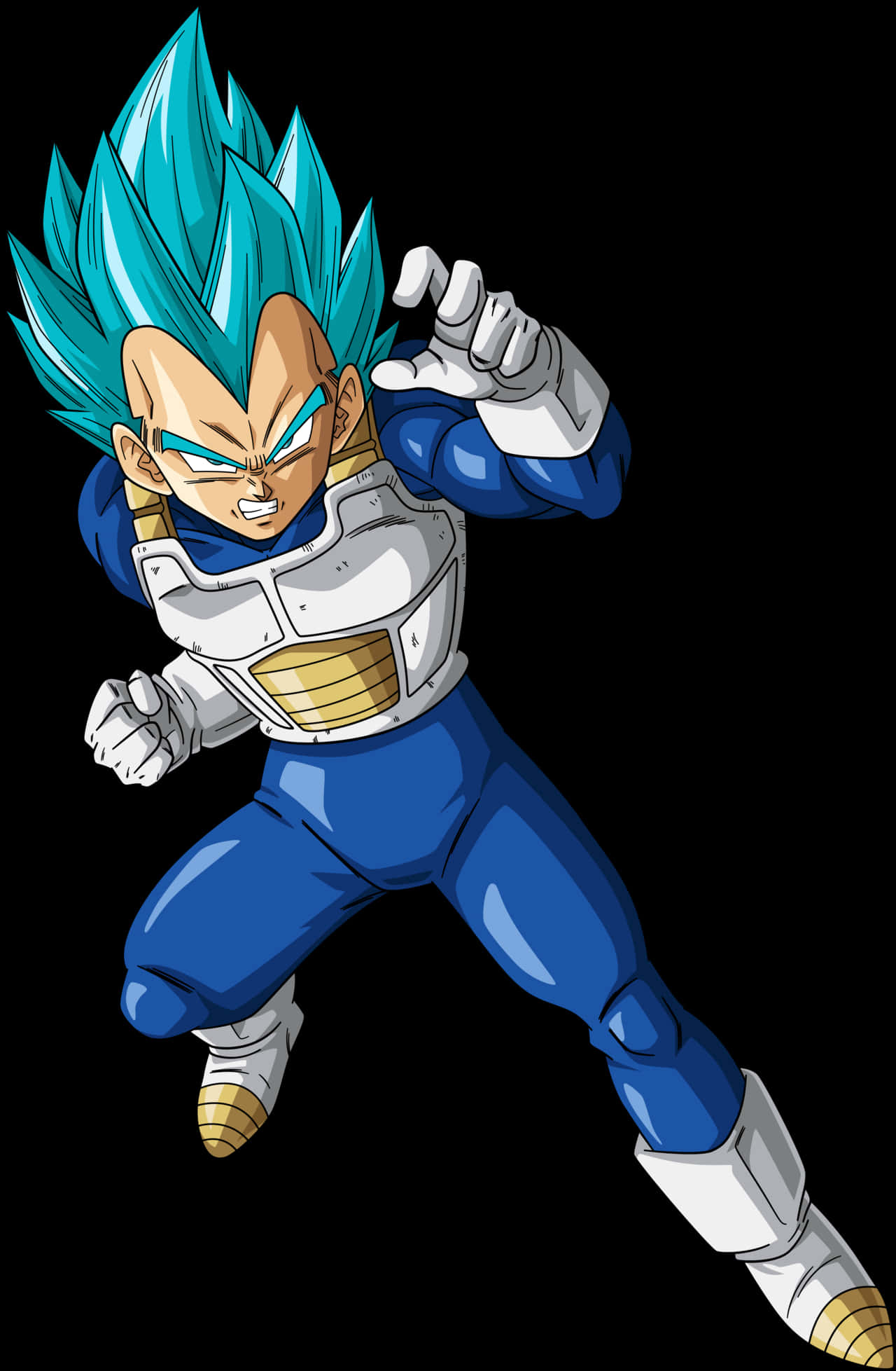 Super Saiyan Blue Vegeta Action Pose PNG with transparent background