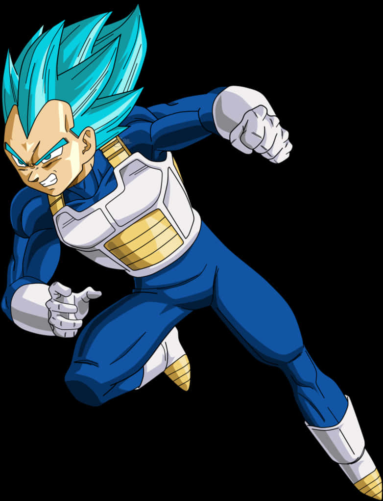 Super Saiyan Blue Vegeta Action Pose PNG with transparent background