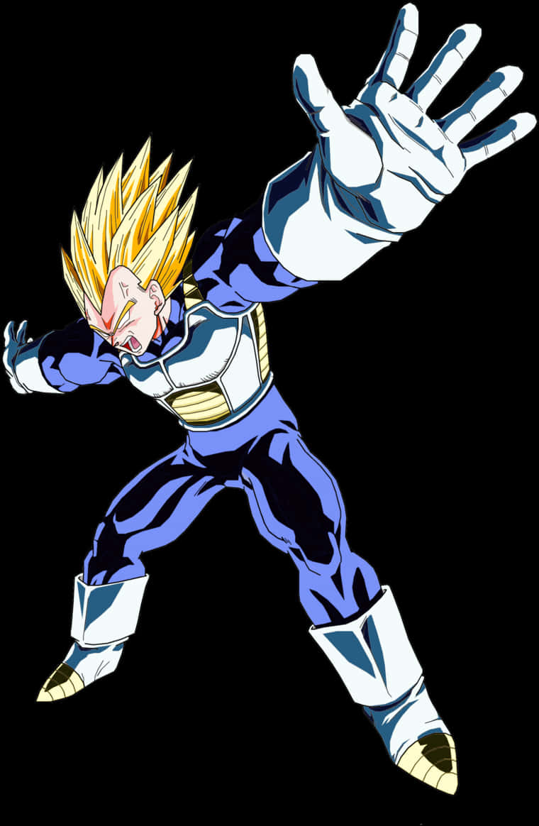 Super Saiyan Vegeta Action Pose PNG with transparent background
