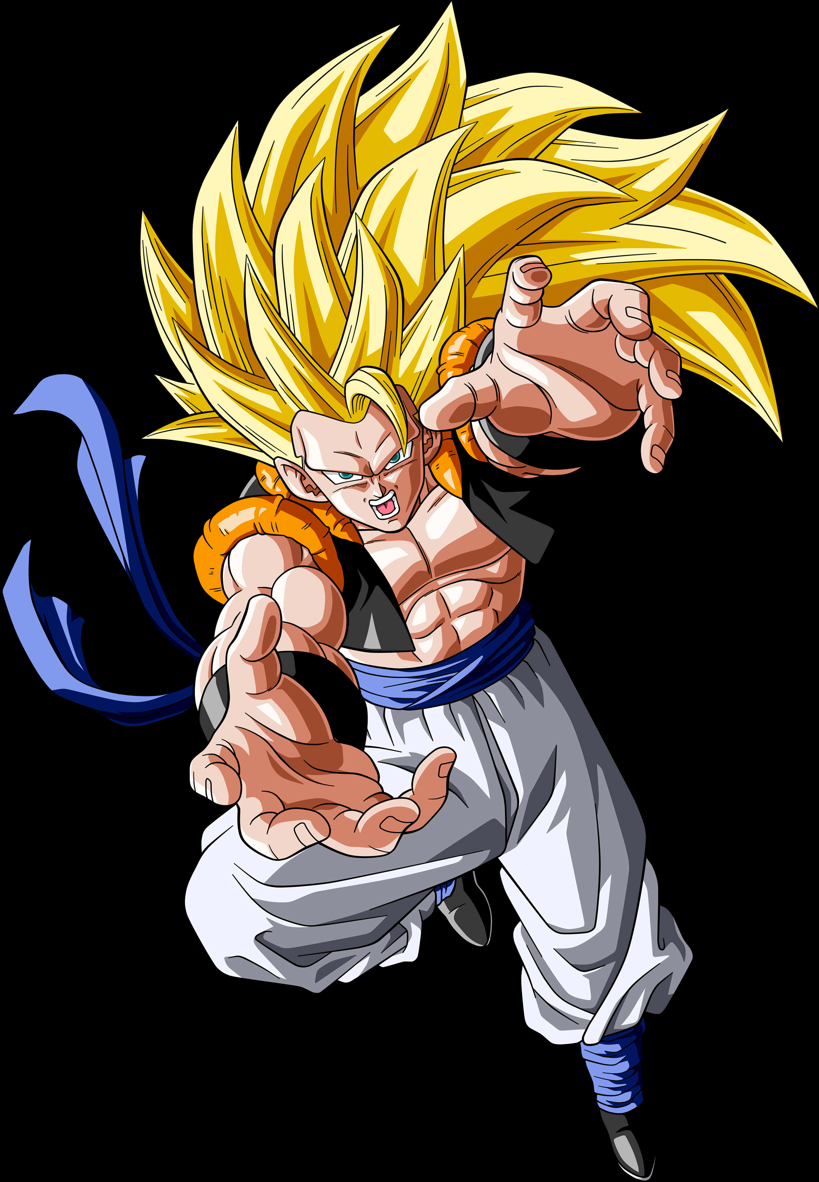 Super Saiyan Warrior Attack Pose PNG with transparent background