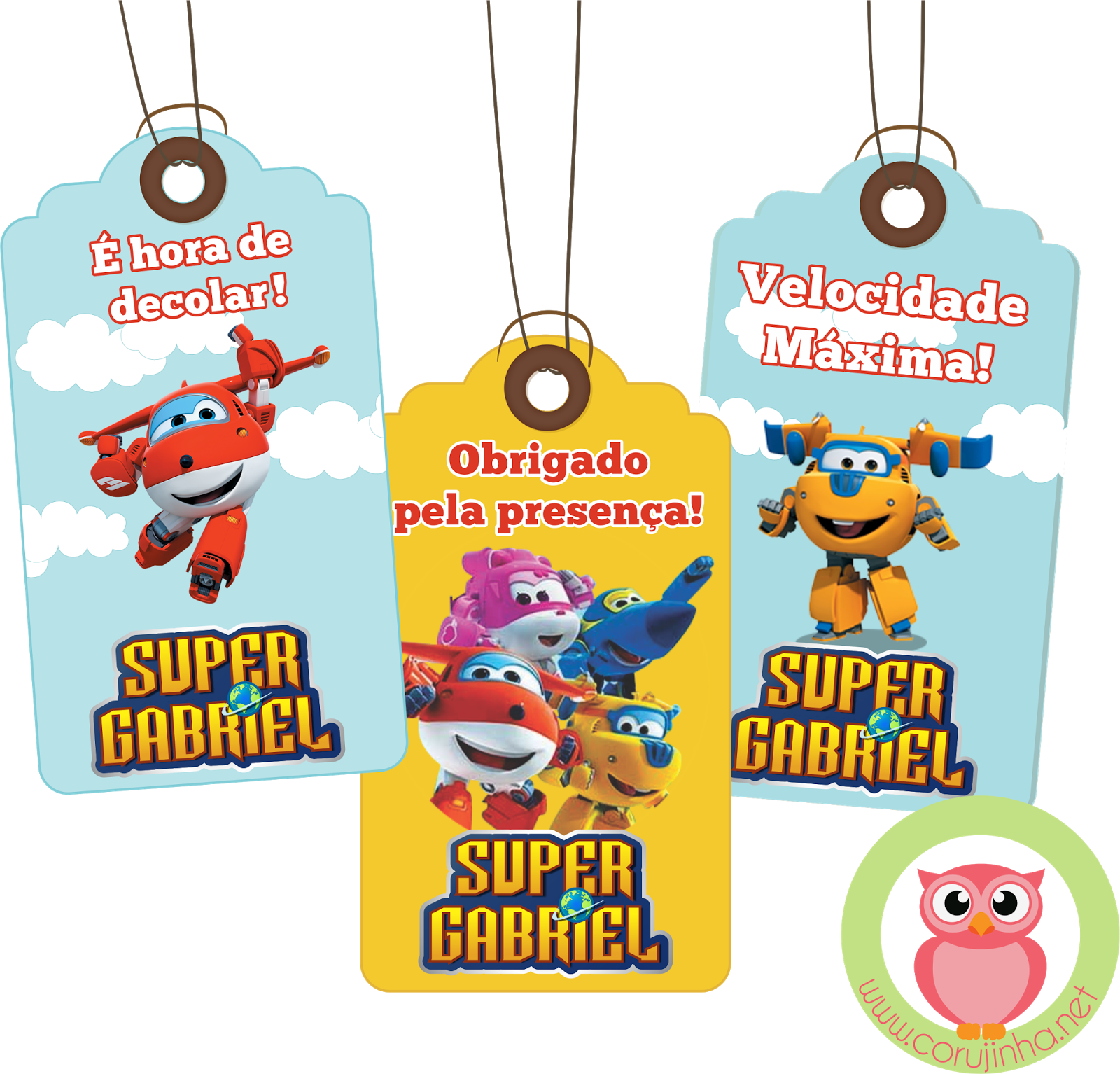 Super Wings Custom Party Tags