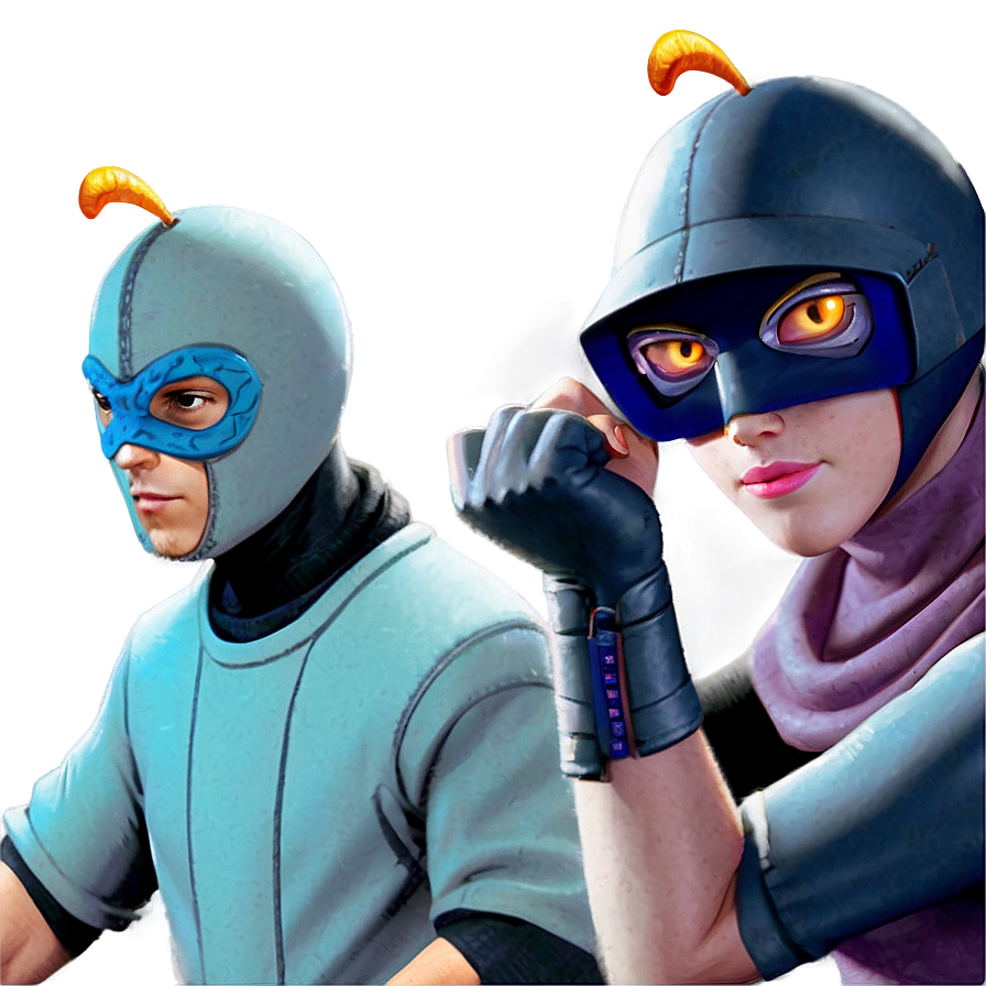 Superhero Duo Readyfor Action PNG image with a transparent background, free high-resolution download