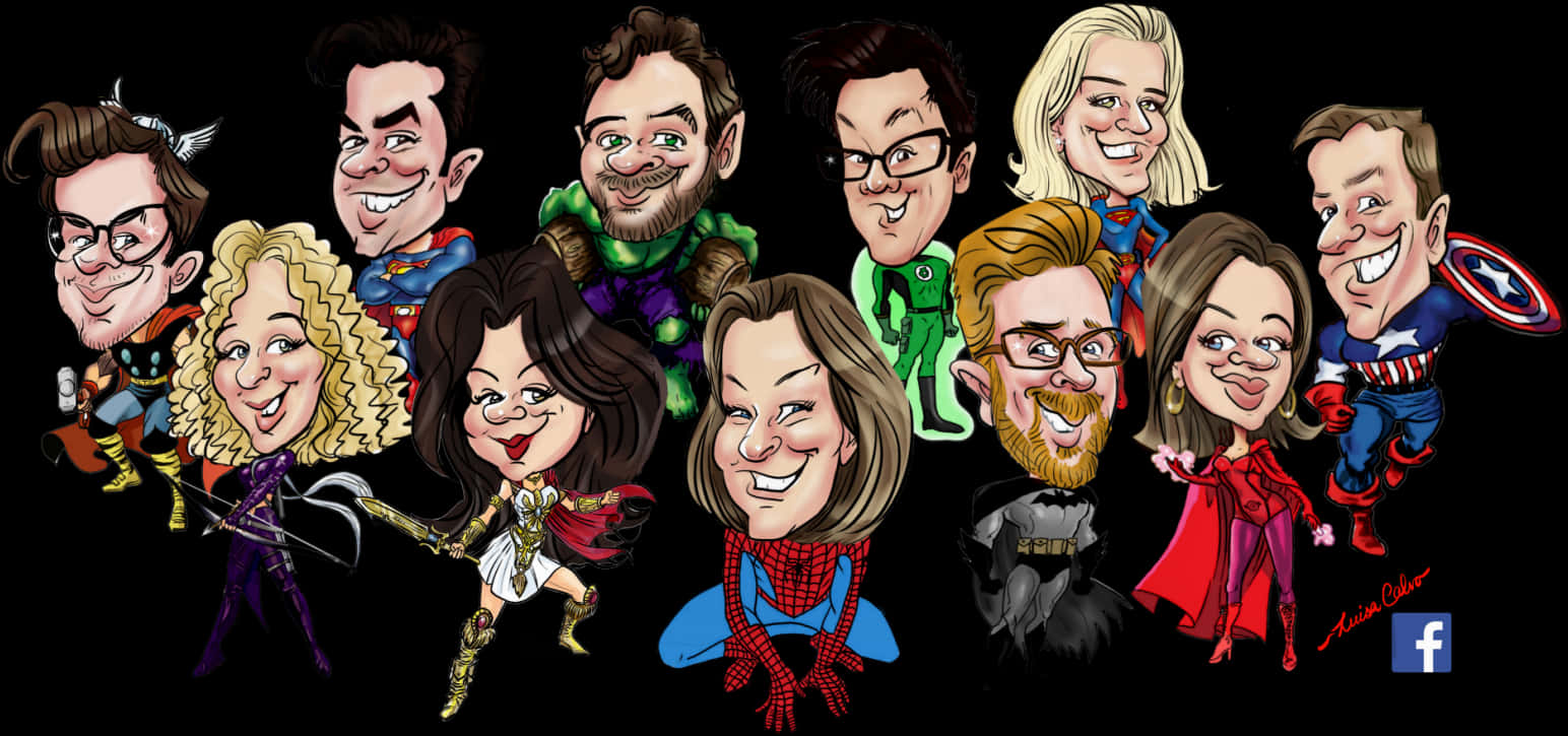 Superhero Themed Caricature Group