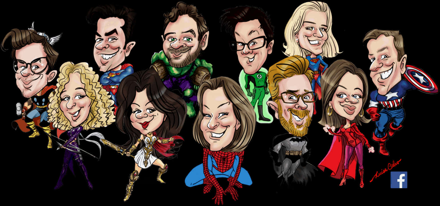 Superhero Themed Caricature Group