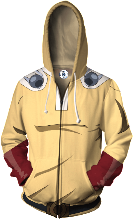 One Punch Man Hoodie Saitama Anime Cosplay Anime Zip - One Punch Man Jumper, HD Png Download PNG with transparent background