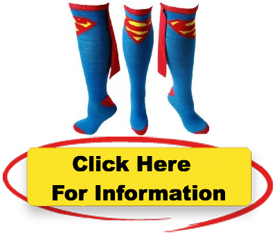 Superhero Themed Sockswith Clickable Banner