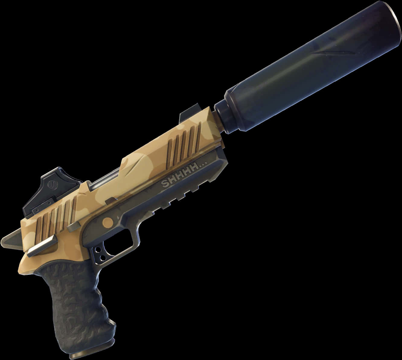 Suppressed Tactical Pistol Isolated PNG with transparent background