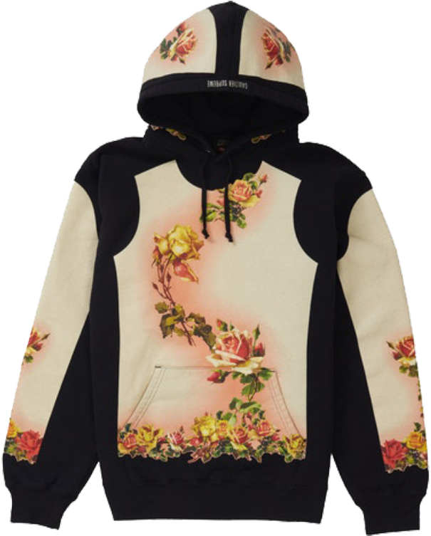 Supreme Jean Paul Gaultier Floral Print Hooded Sweatshirt - Supreme Jean Paul Gaultier Hoodie, HD Png Download PNG with transparent background