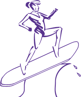 Surfer Silhouette Art PNG with transparent background