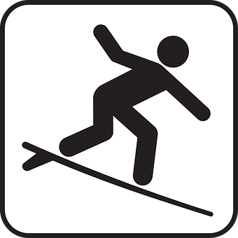 Surfer Silhouette Sign PNG with transparent background