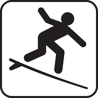 Surfer Silhouette Sign PNG with transparent background