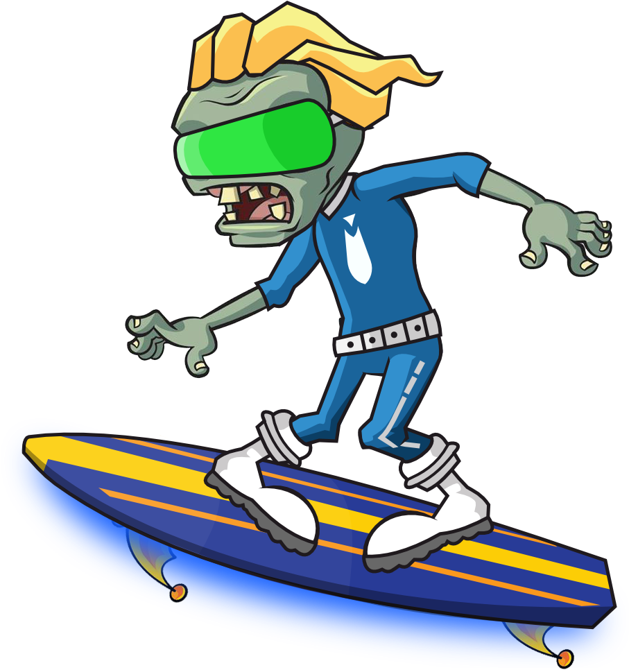 Surfing Zombie Cartoon