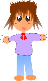 Surprised Anime Character Cartoon PNG with transparent background