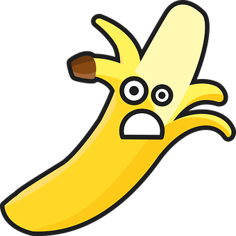 Surprised Cartoon Banana PNG with transparent background