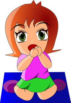 Surprised Cartoon Girl Illustration PNG with transparent background
