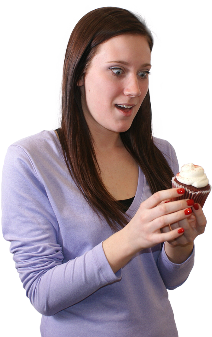 Girl Surprised At Cupcake [702 × 1114], HD Png Download PNG with transparent background