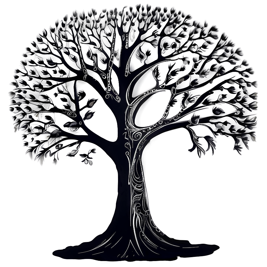 Surreal Black Tree Art Png Bms18