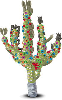 Surreal Eyed Cactus Illustration