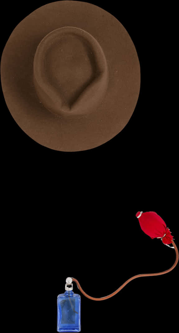 Surreal Fedoraand Perfume Bottle PNG with transparent background