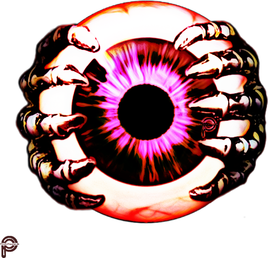 Surreal_ Giant_ Eye_ Surrounded_by_ Hands.png PNG with transparent background