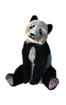 Surreal Sad Panda PNG with transparent background
