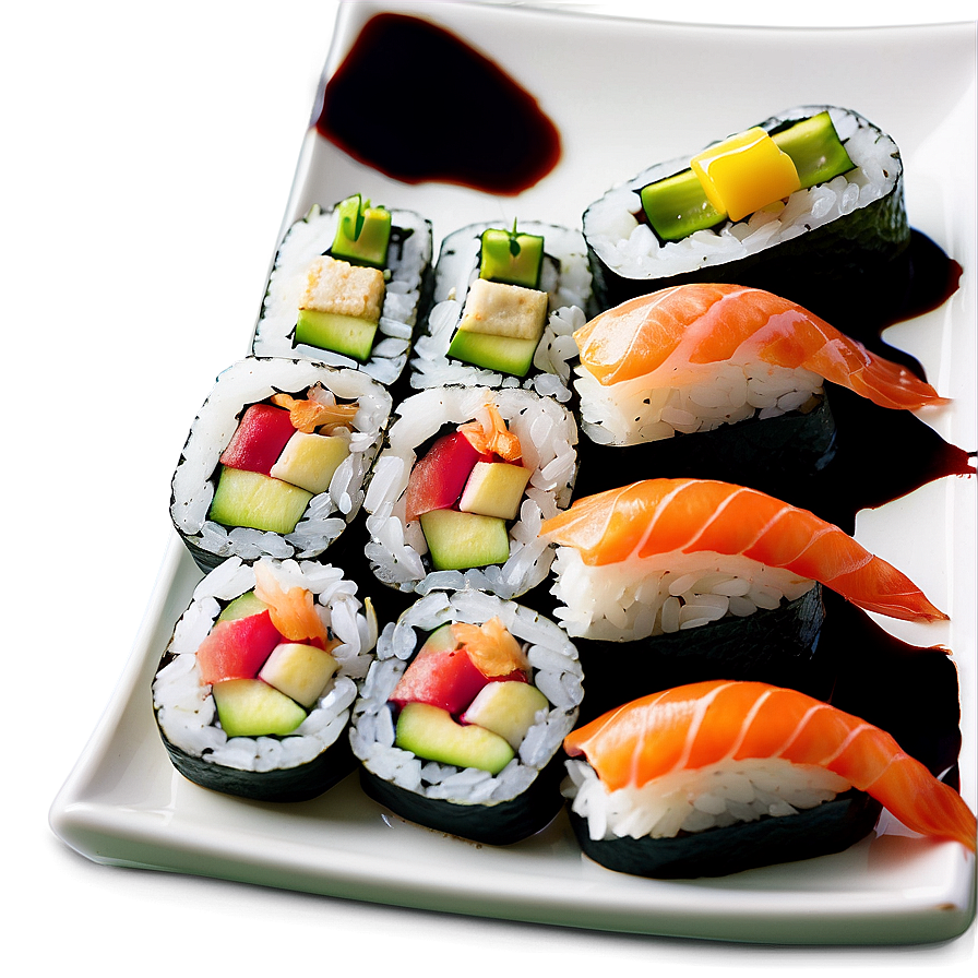 Sushi On Ceramic Plate Png Uxq