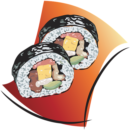 Sushi, Roll, Fish, Rice, Chinese, Raw, Food, Seafood - Cartoon Sushi Roll, HD Png Download PNG with transparent background