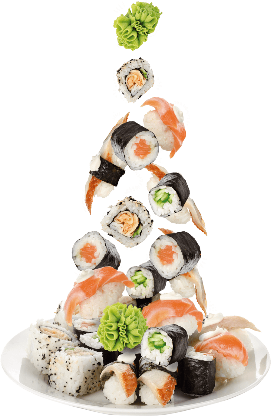 Sushis E Niguiris Caindo Em Um Prato - Falling Sushi, HD Png Download PNG with transparent background