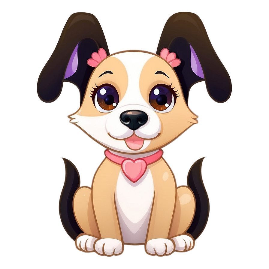 Sweet Kawaii Dog Illustration Png 3