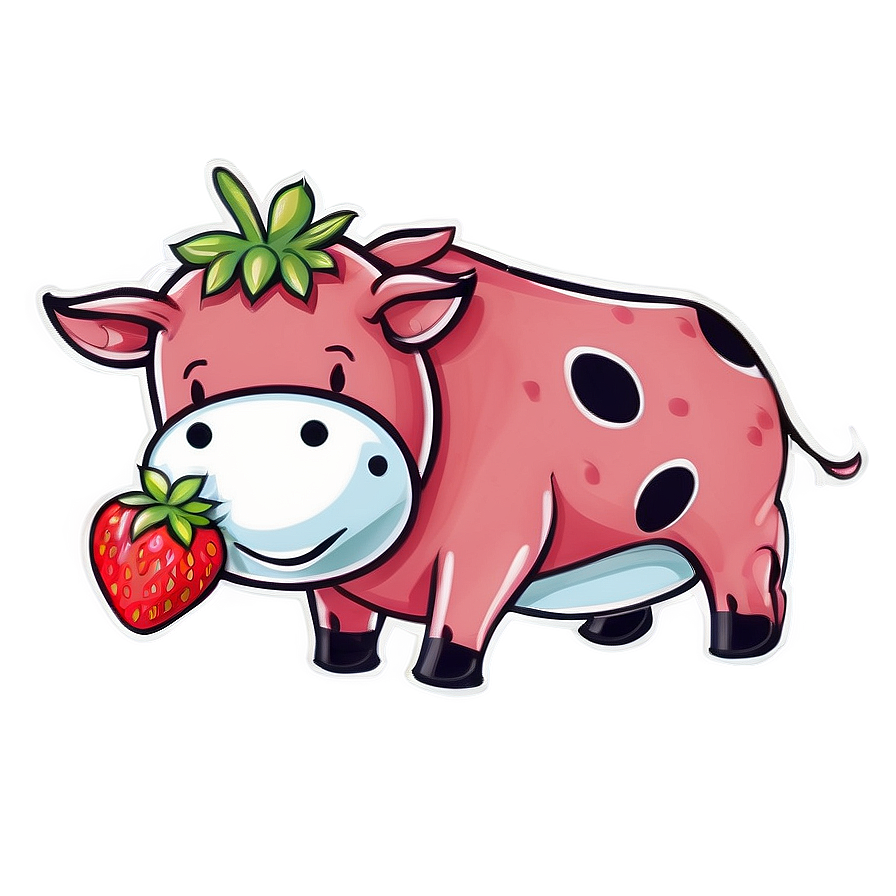 Sweet Strawberry Cow Drawing Png 49