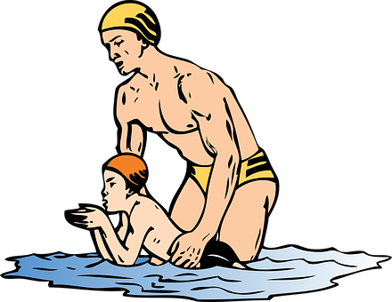 Swimming Lesson Cartoon PNG with transparent background