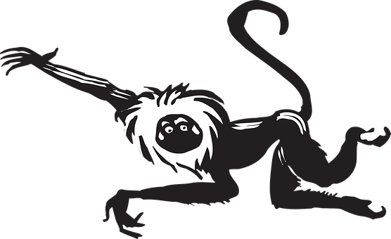 Swinging Monkey Silhouette PNG with transparent background