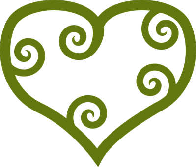 Swirly Green Heart Design