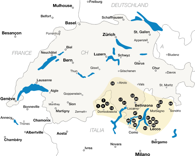 Switzerlandand Surrounding Areas Map