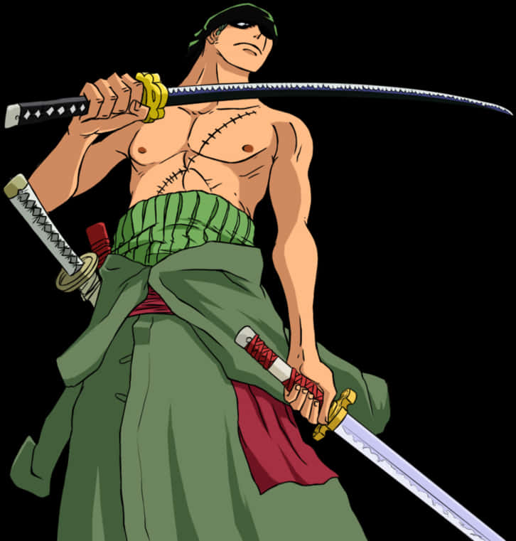Sword Wielding Anime Character PNG with transparent background