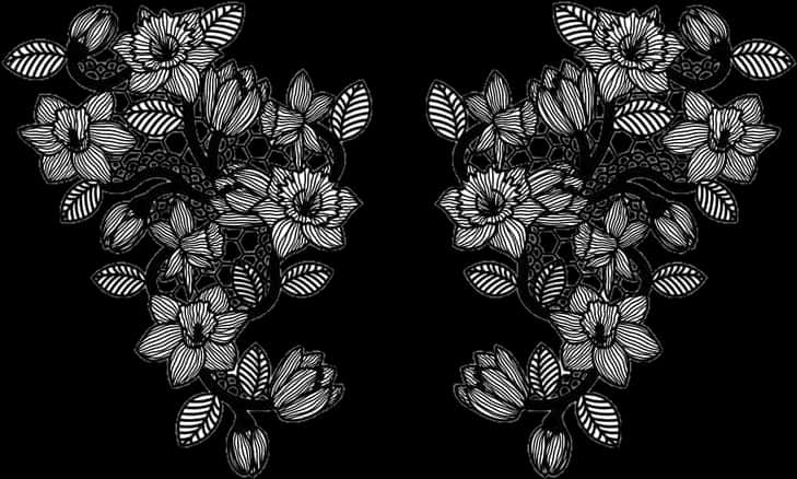 Symmetrical Floral Lace Pattern PNG with transparent background