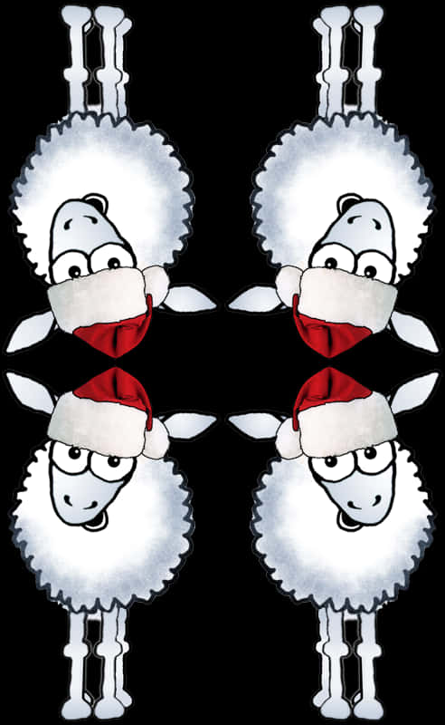 Symmetrical Santa Hat Sheep Pattern