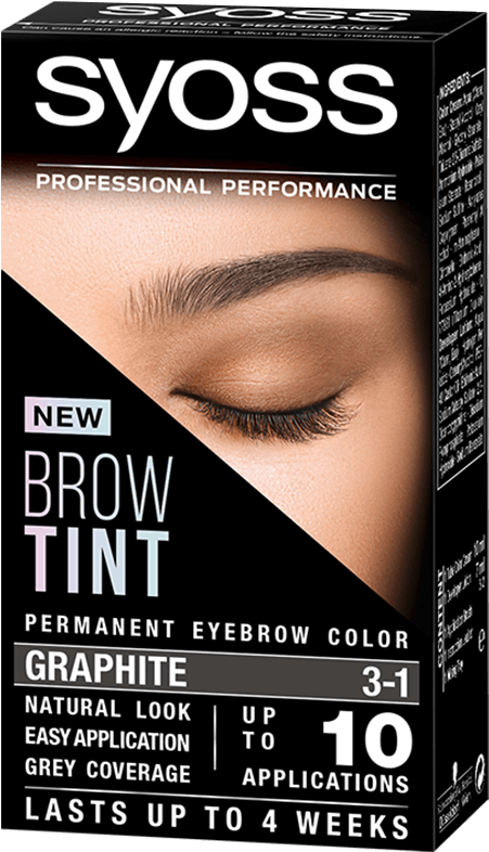 Syoss Brow Tint Graphite Eyebrow Color Product Packaging PNG image with a transparent background, free high-resolution download