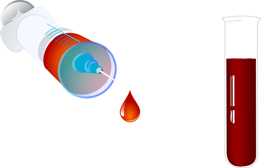 Syringeand Blood Sample PNG with transparent background
