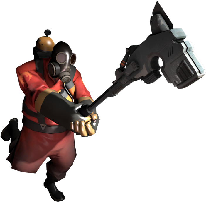 T F2_ Pyro_with_ Flamethrower PNG with transparent background