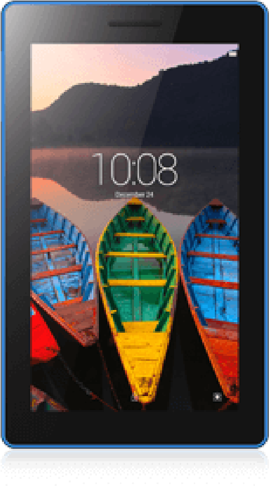 Tablet Displaying Colorful Boats Wallpaper PNG with transparent background