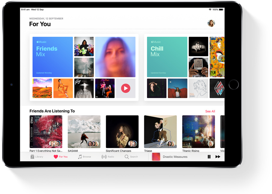 Tablet Music Streaming App Interface