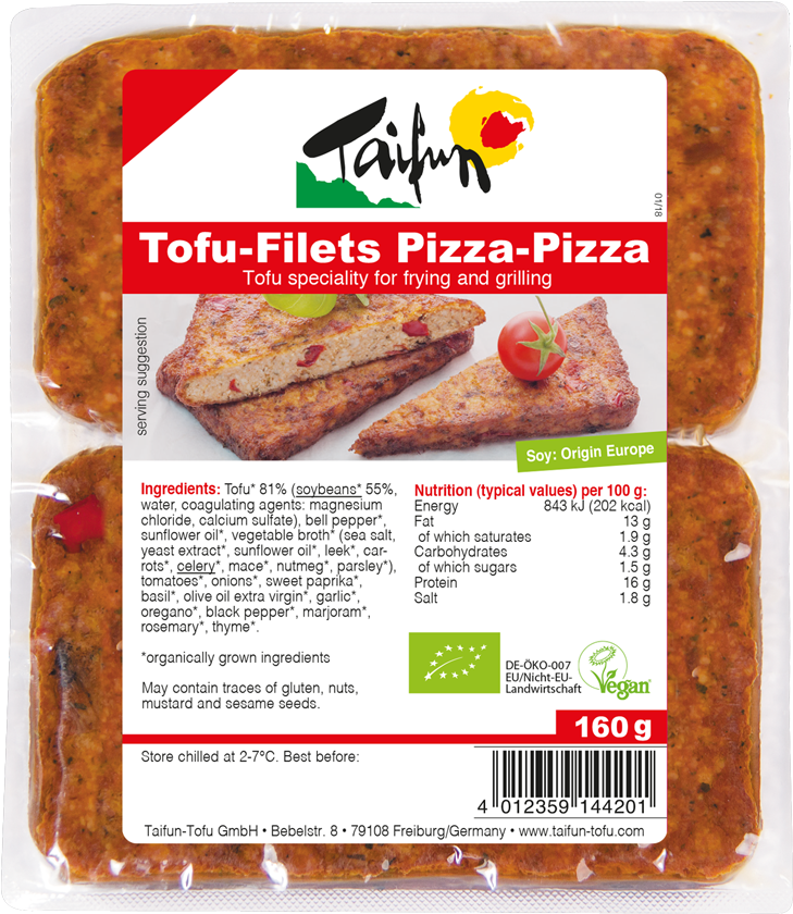 Taifun Tofu Pizza Flavored Fillets Packaging