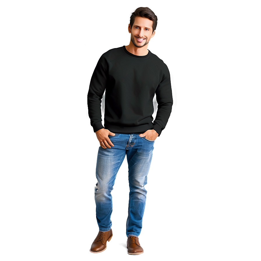 Tailored Fit Black Sweatshirt For Men Png 70