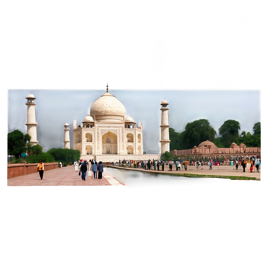 Taj Mahal And Crowds Png 90