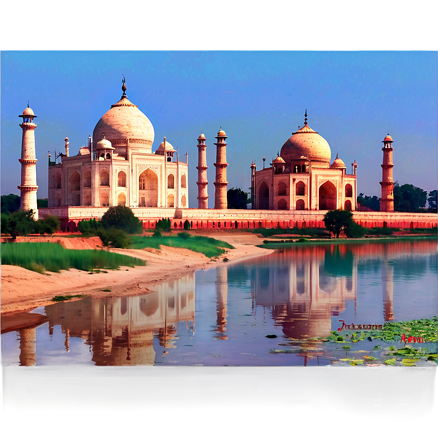 Taj Mahal And Yamuna River Png 72