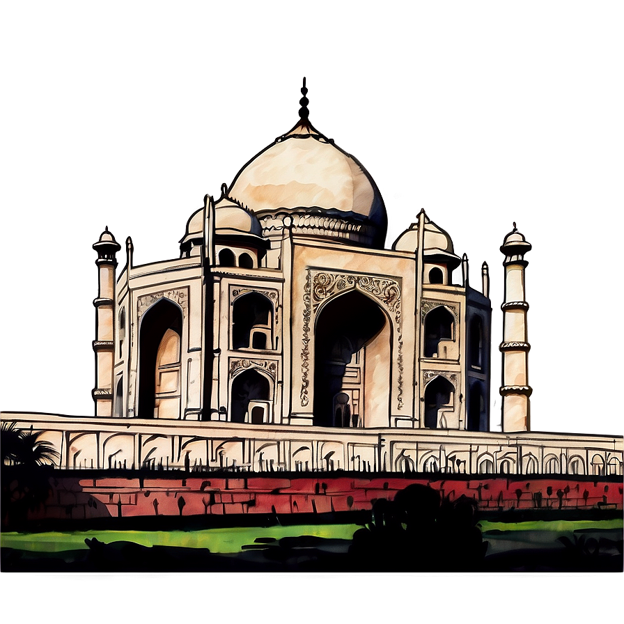 Taj Mahal Watercolor Painting Png 06252024